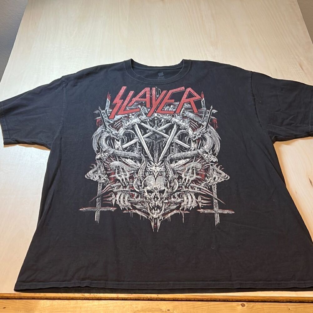 SLAYER Heavy Metal Rock t shirt Men's Sz XL Black Red‎ 2012